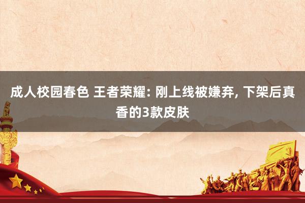 成人校园春色 王者荣耀: 刚上线被嫌弃, 下架后真香的3款皮肤